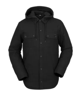 21/22 Volcom Mens Field Insulated Flannel Jacket Black on Black