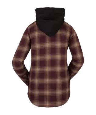 21/22 Volcom Womens Hooded Flannel Jacket Merlot