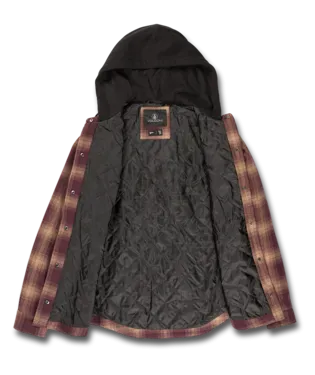 21/22 Volcom Womens Hooded Flannel Jacket Merlot