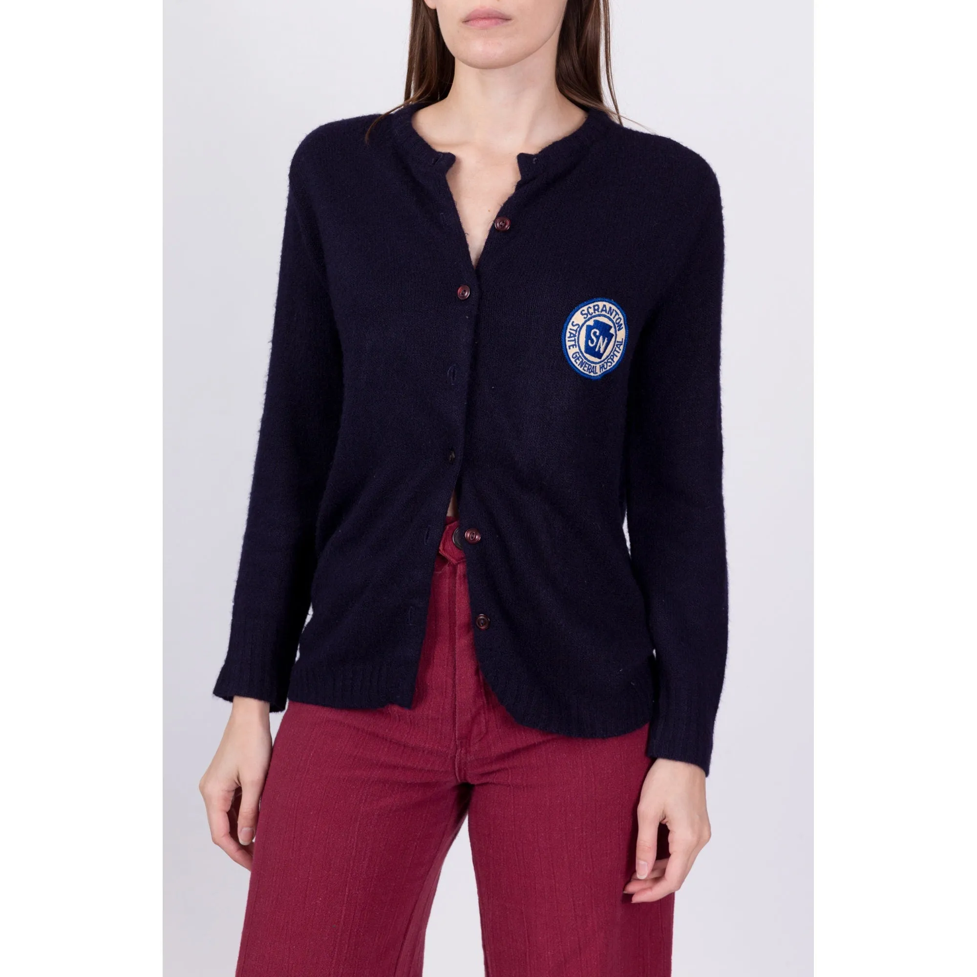 60s 70s Scranton State Hospital Cardigan - Medium