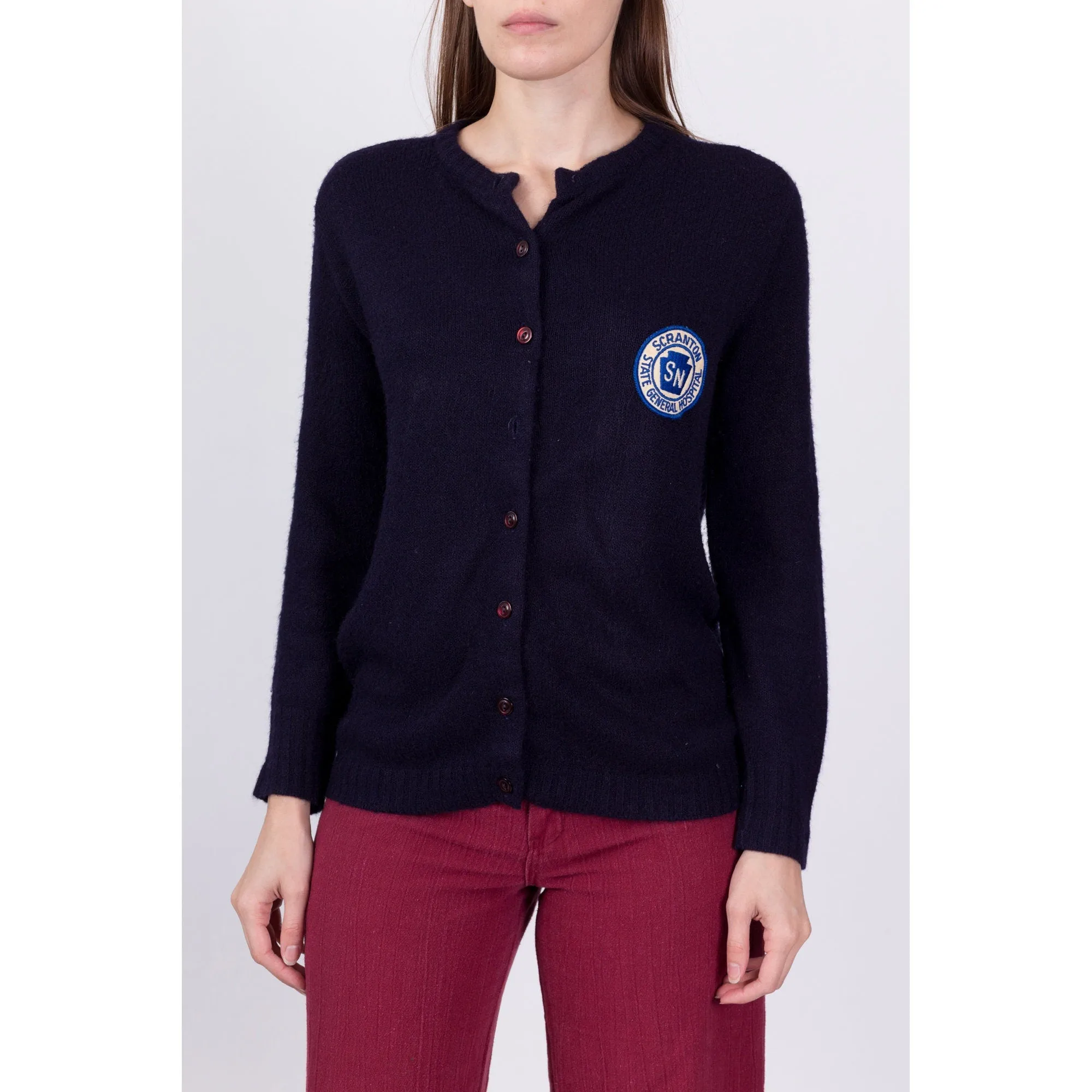 60s 70s Scranton State Hospital Cardigan - Medium