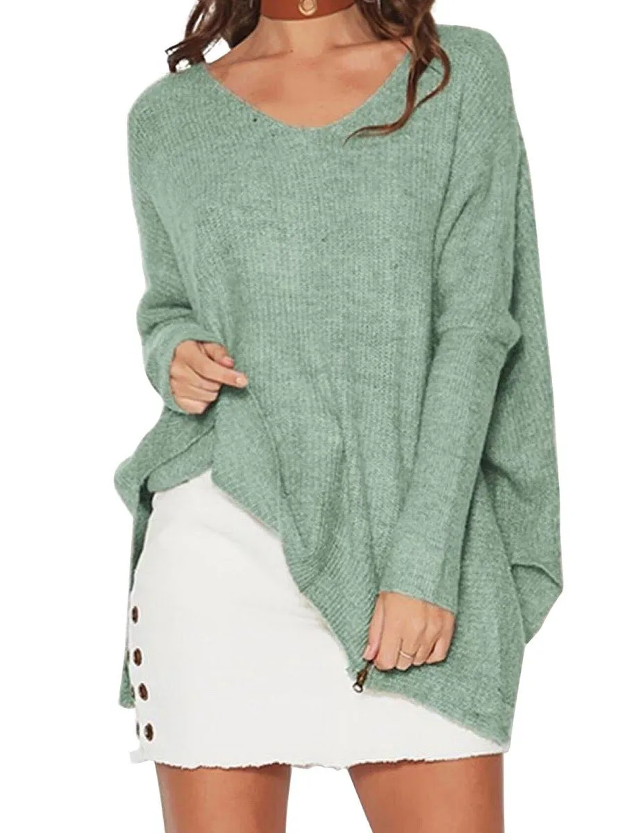 Aquamarine Casual Loose Zipper Sweater