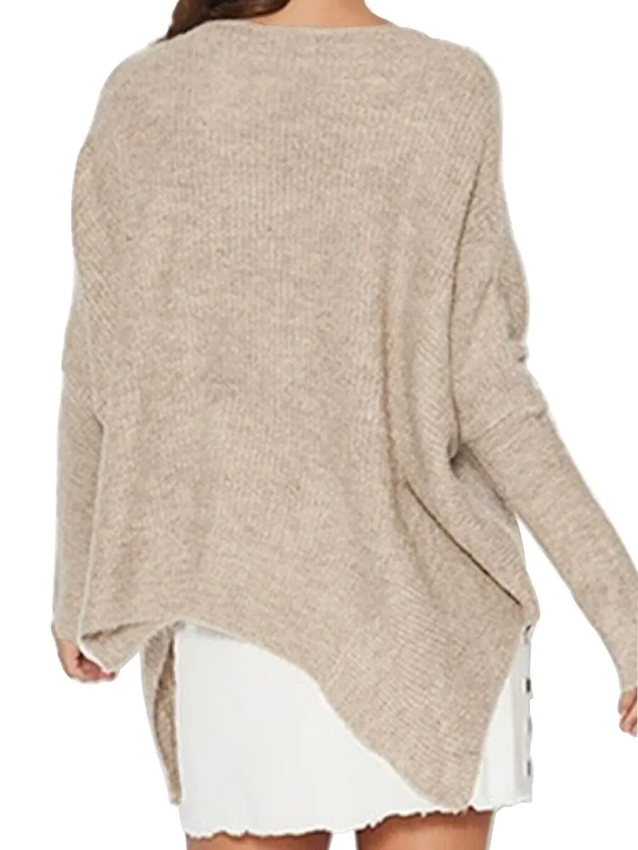 Aquamarine Casual Loose Zipper Sweater