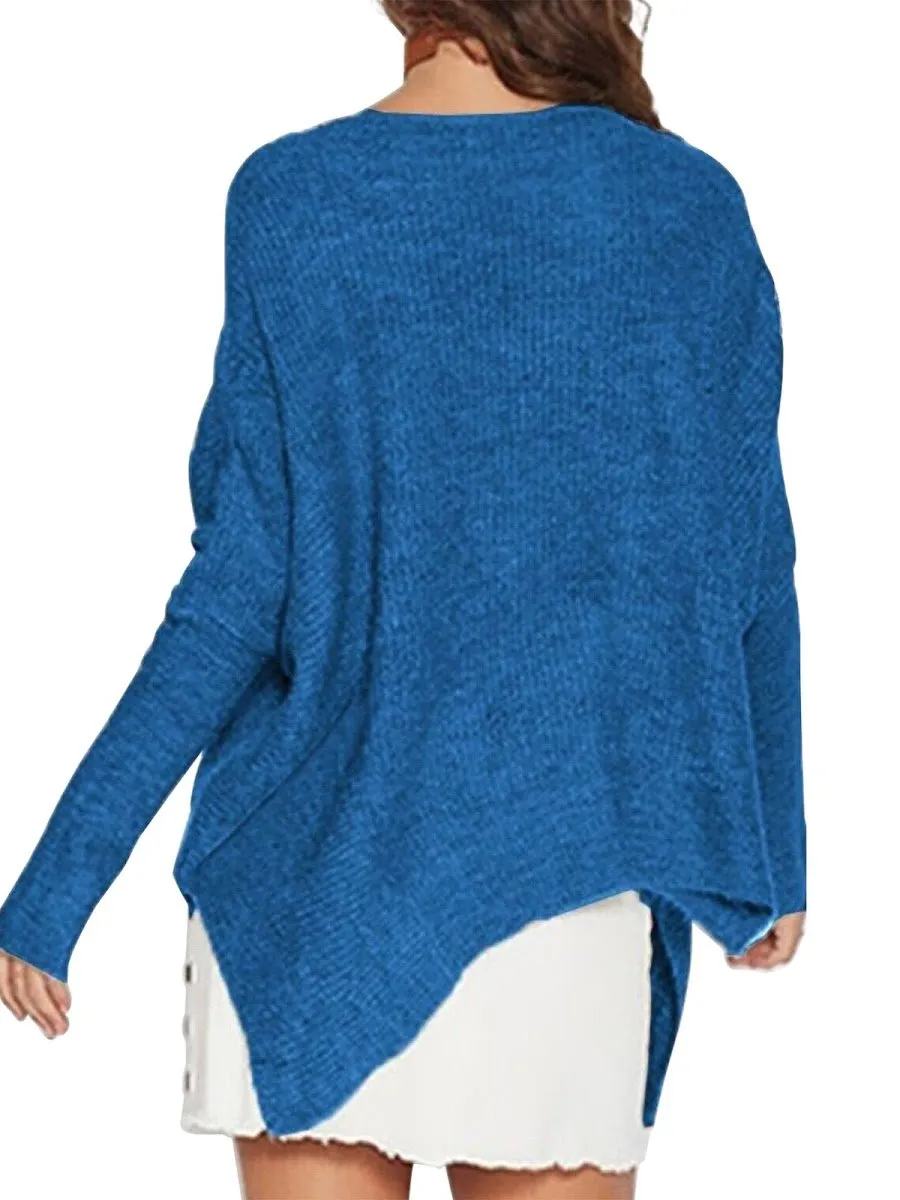 Aquamarine Casual Loose Zipper Sweater