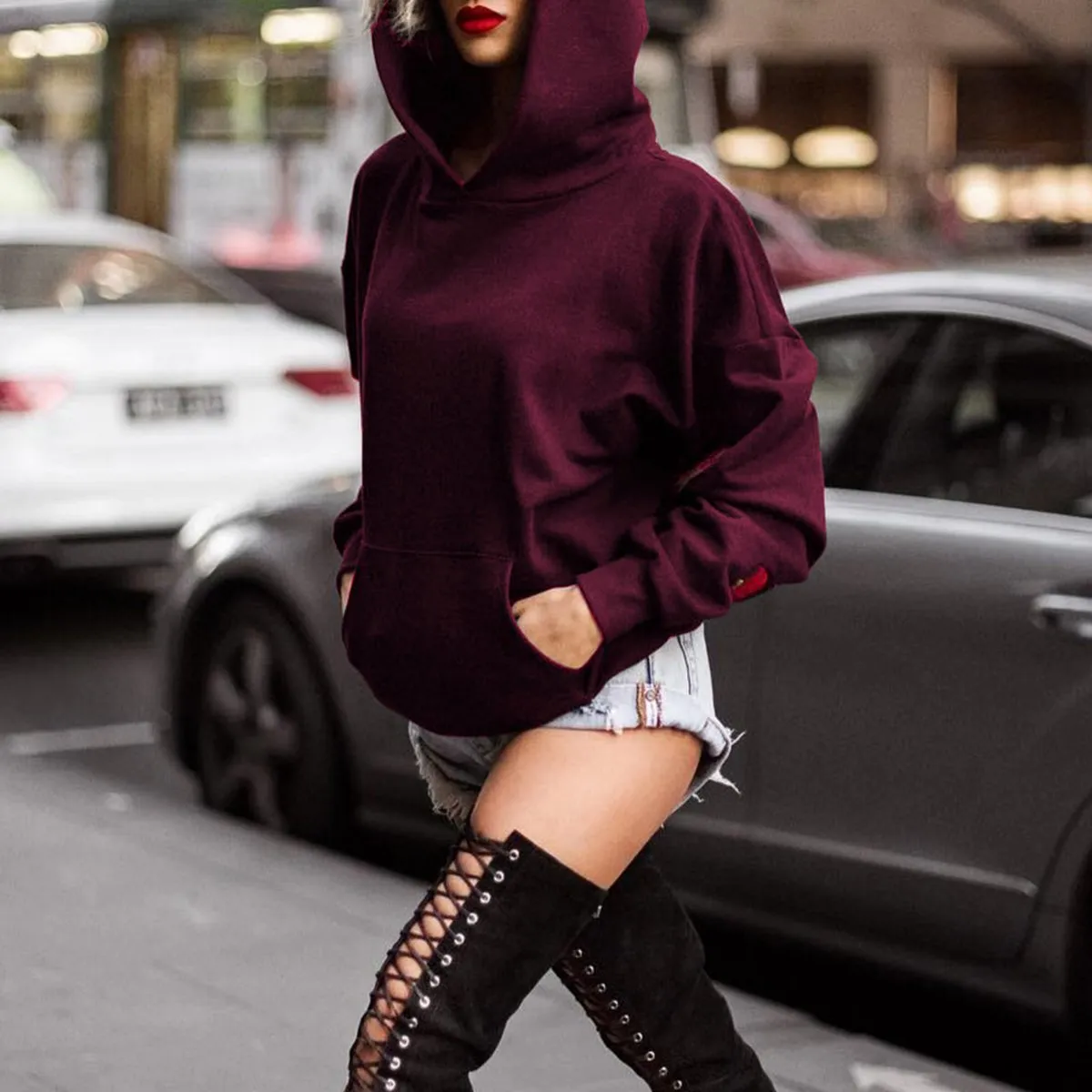 Athletic Hoodie Flower Embroidery Hoodie