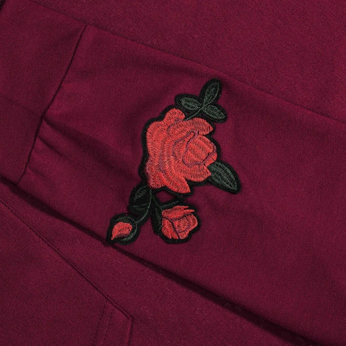 Athletic Hoodie Flower Embroidery Hoodie