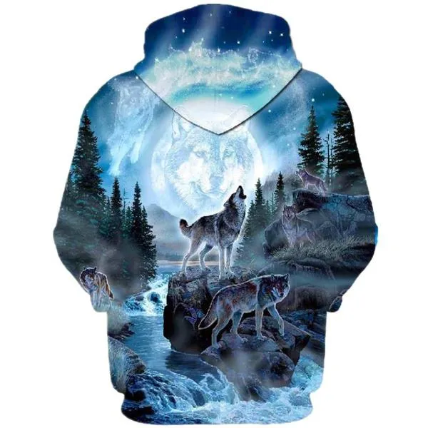 Autumn and Winter 3D Printed Wolf Sweatshirt Hoodie
