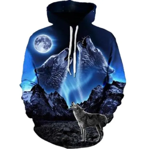 Autumn and Winter 3D Printed Wolf Sweatshirt Hoodie