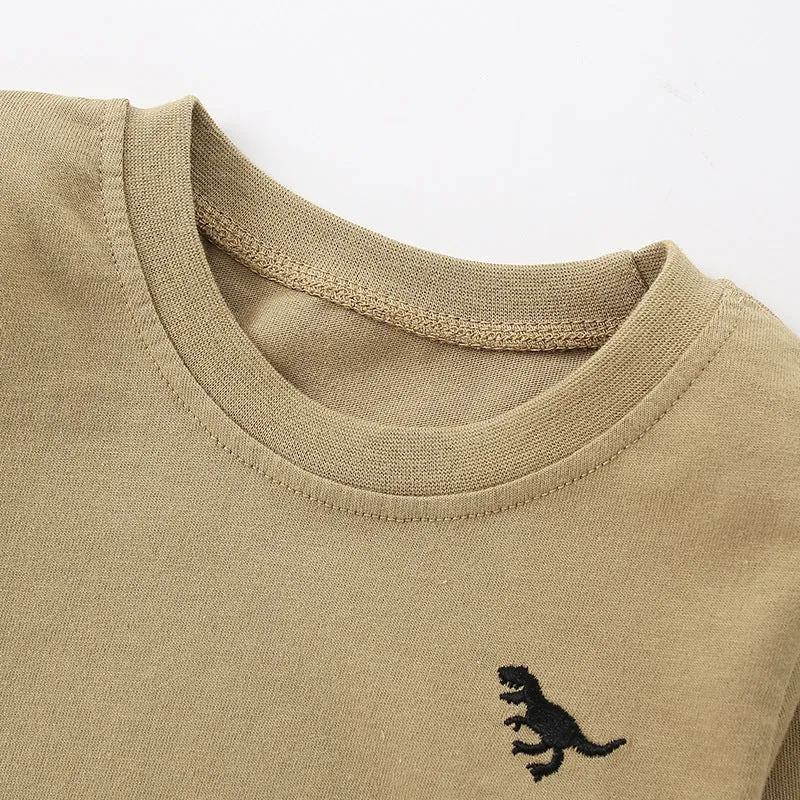 Baby Boy Dinosaur Embroidered Graphic Solid Color Hoodie Sets by MyKids-USA™