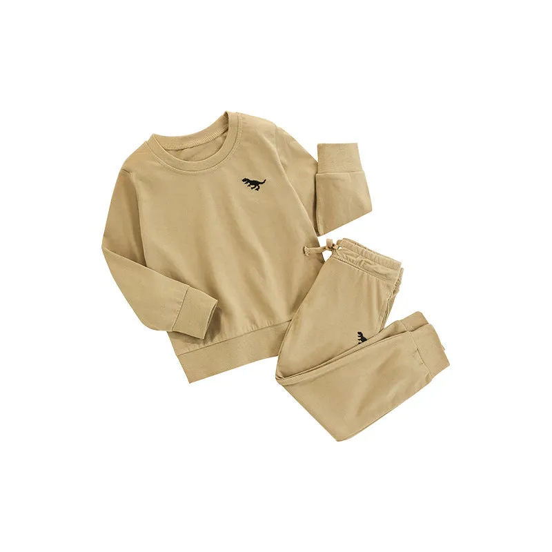 Baby Boy Dinosaur Embroidered Graphic Solid Color Hoodie Sets by MyKids-USA™
