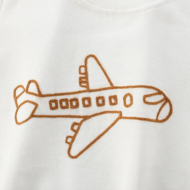 Baby Plane Embroidered Pattern Solid Color Long Sleeve Quality Hoodie by MyKids-USA™
