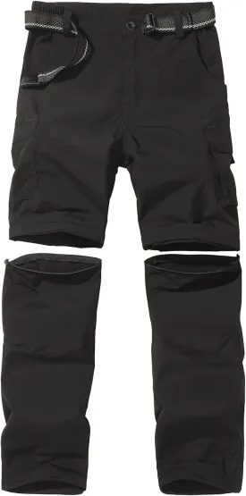 Boys Convertible Hiking Pants Lightweight Quick Dry Zip Off Pants for Kids Youth Outdoor UPF 50  Casual Cargo Trousers