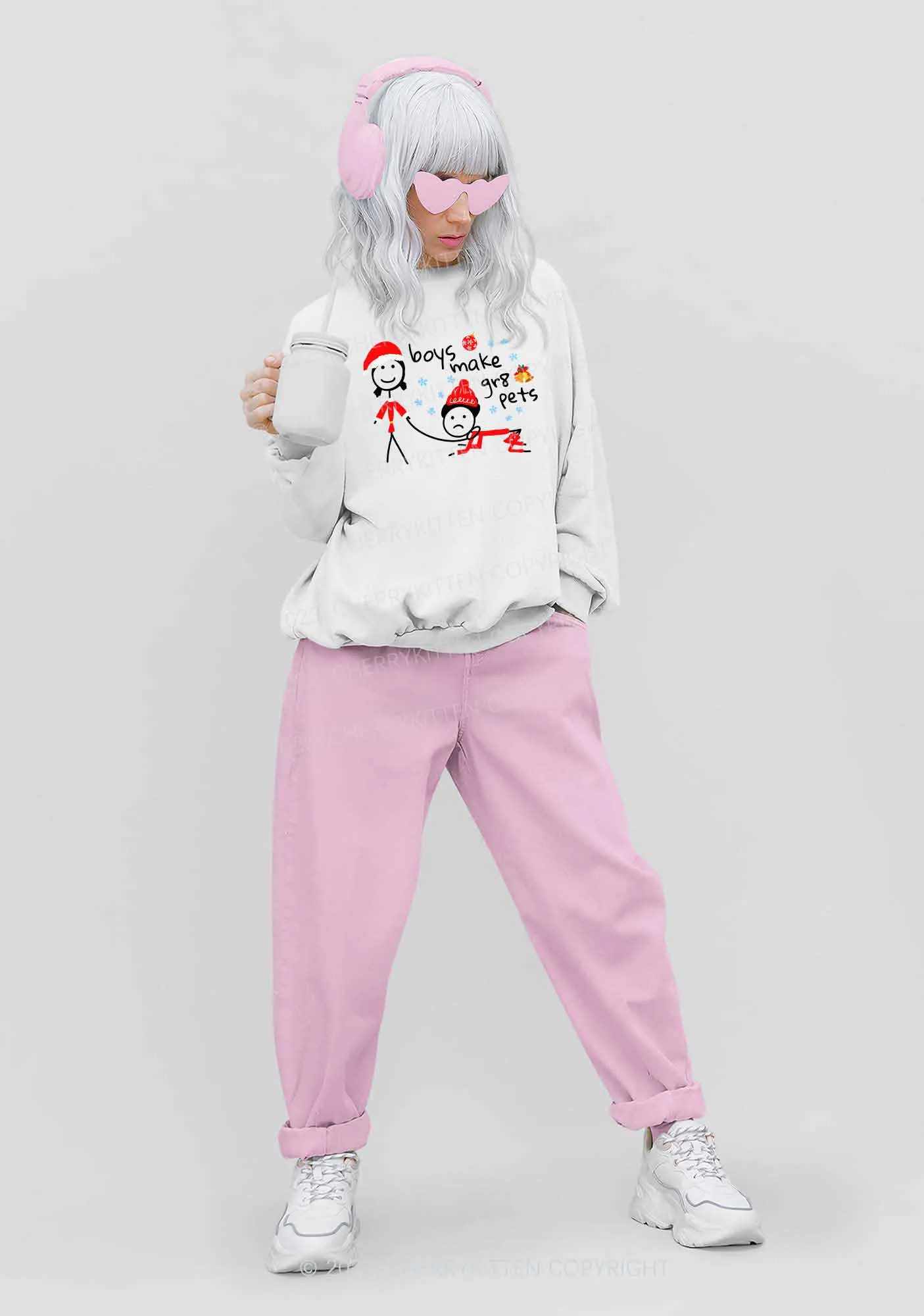 Boys Make Gr8 Pets Christmas Y2K Sweatshirt Cherrykitten
