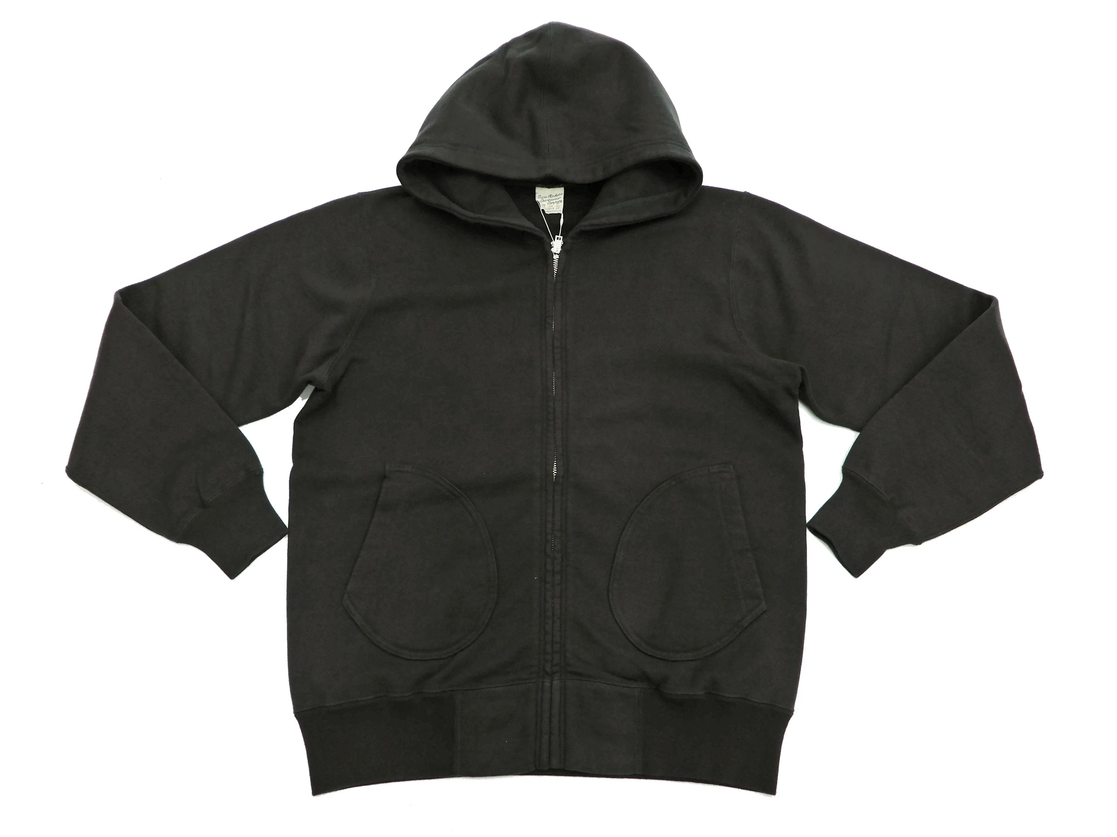 Buzz Rickson Hoodie Men's Plain Hoodie Zip Front Hooded Sweatshirt BR65623 Faded-Black