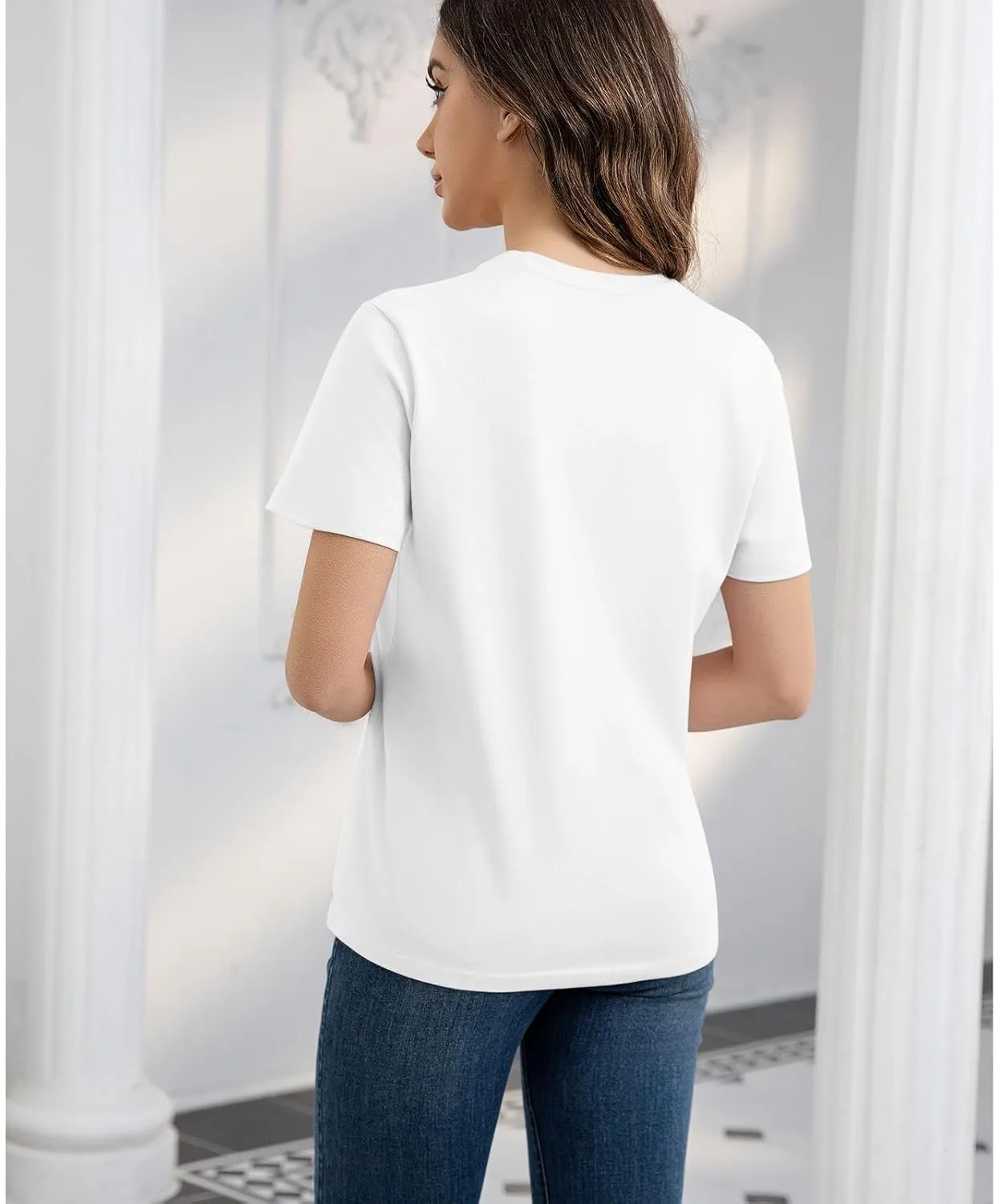Cotton Short Sleeve T Shirts for Women Basic Tee Tshirts Plain Casual Summer Tops