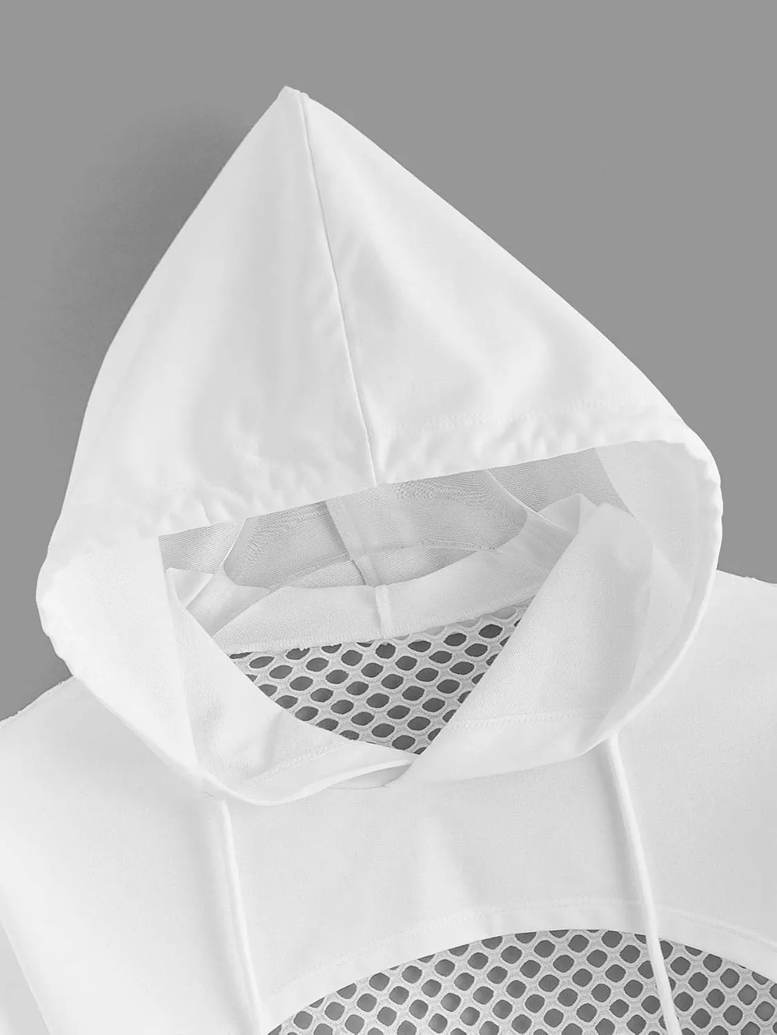 COZYEASE Women's Sports Cropped Sweatshirt Hollow Out Crop Tops Drop Shoulder Drawstring Pullover Cropped Hoodie