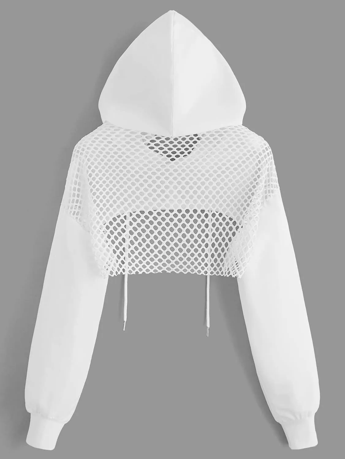 COZYEASE Women's Sports Cropped Sweatshirt Hollow Out Crop Tops Drop Shoulder Drawstring Pullover Cropped Hoodie