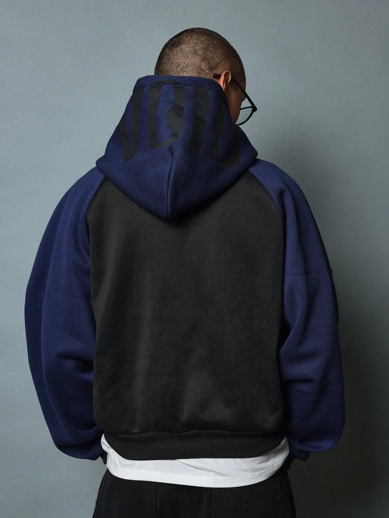 Crop Fit Colour Block Panel Zip-Up Hoodie