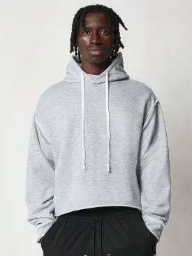 Crop Fit Overhead Raw Edge Hem Hoodie With Exposed Seams & Drawcords