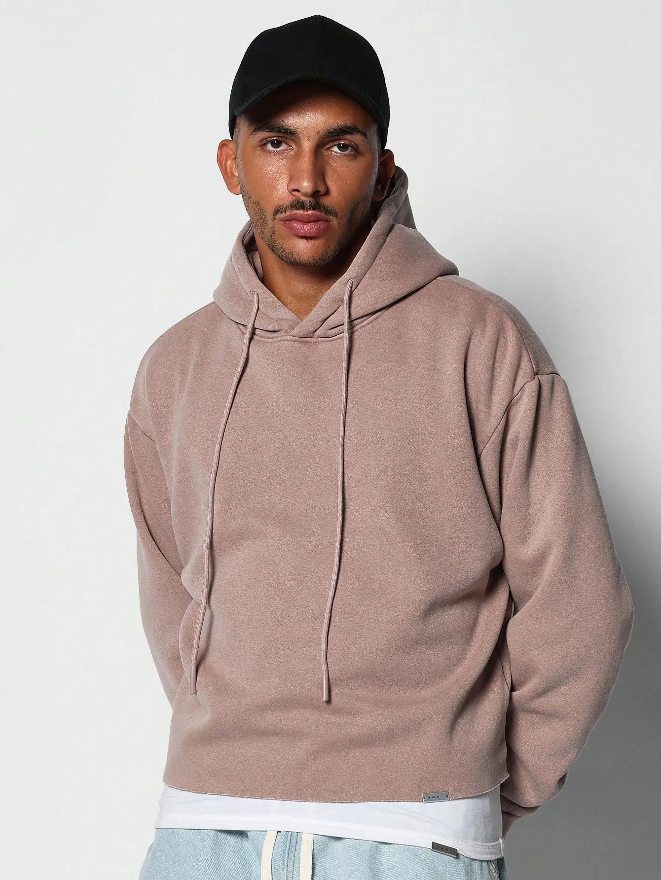 Crop Fit Overhead Washed Premium Hoodie With Raw Edge Detail
