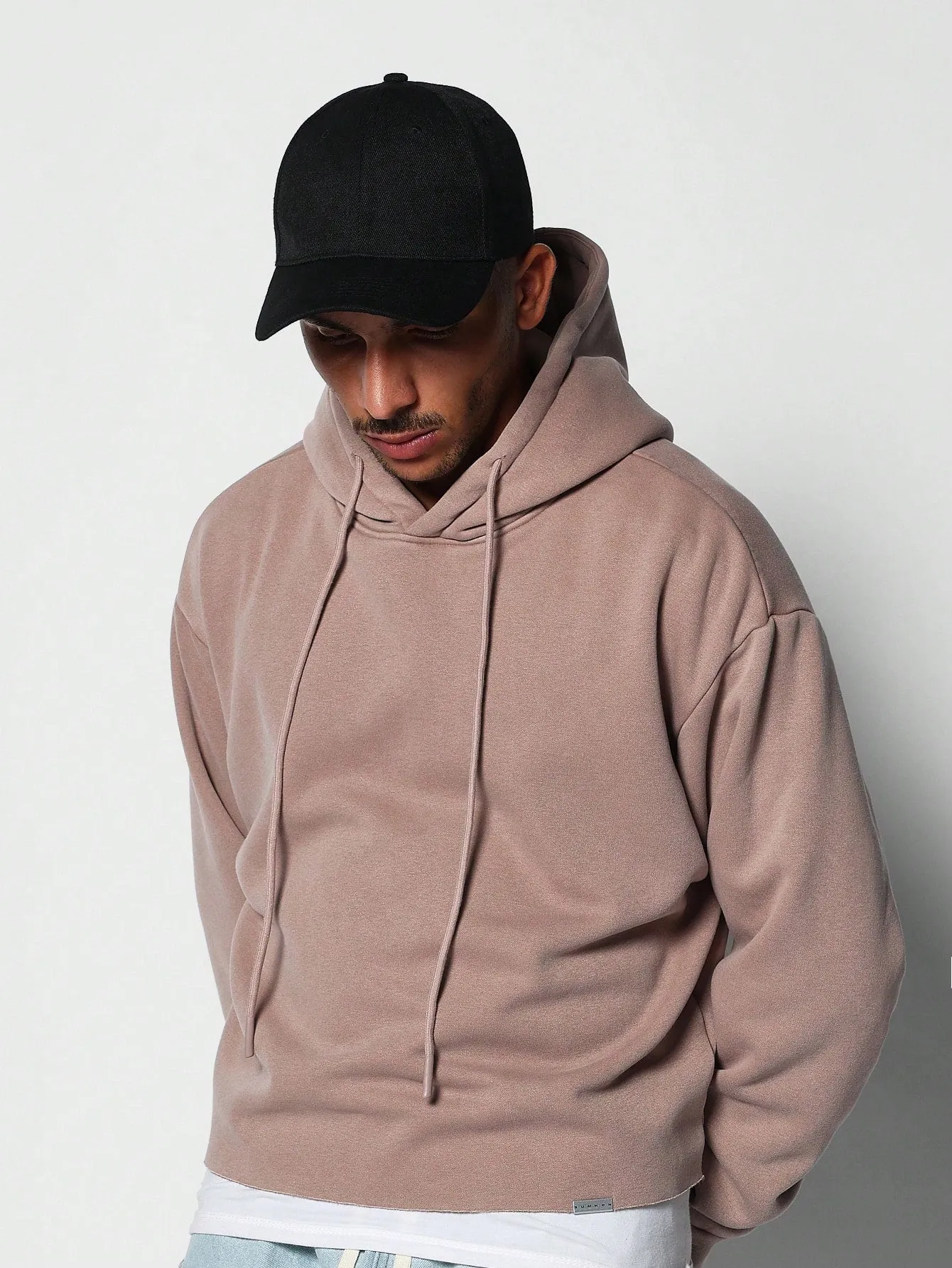 Crop Fit Overhead Washed Premium Hoodie With Raw Edge Detail