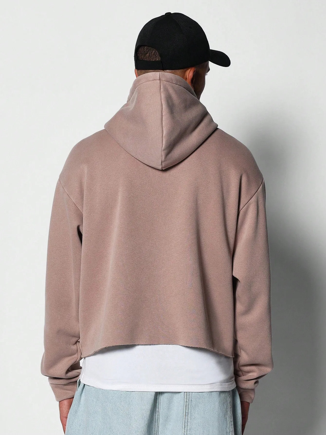 Crop Fit Overhead Washed Premium Hoodie With Raw Edge Detail