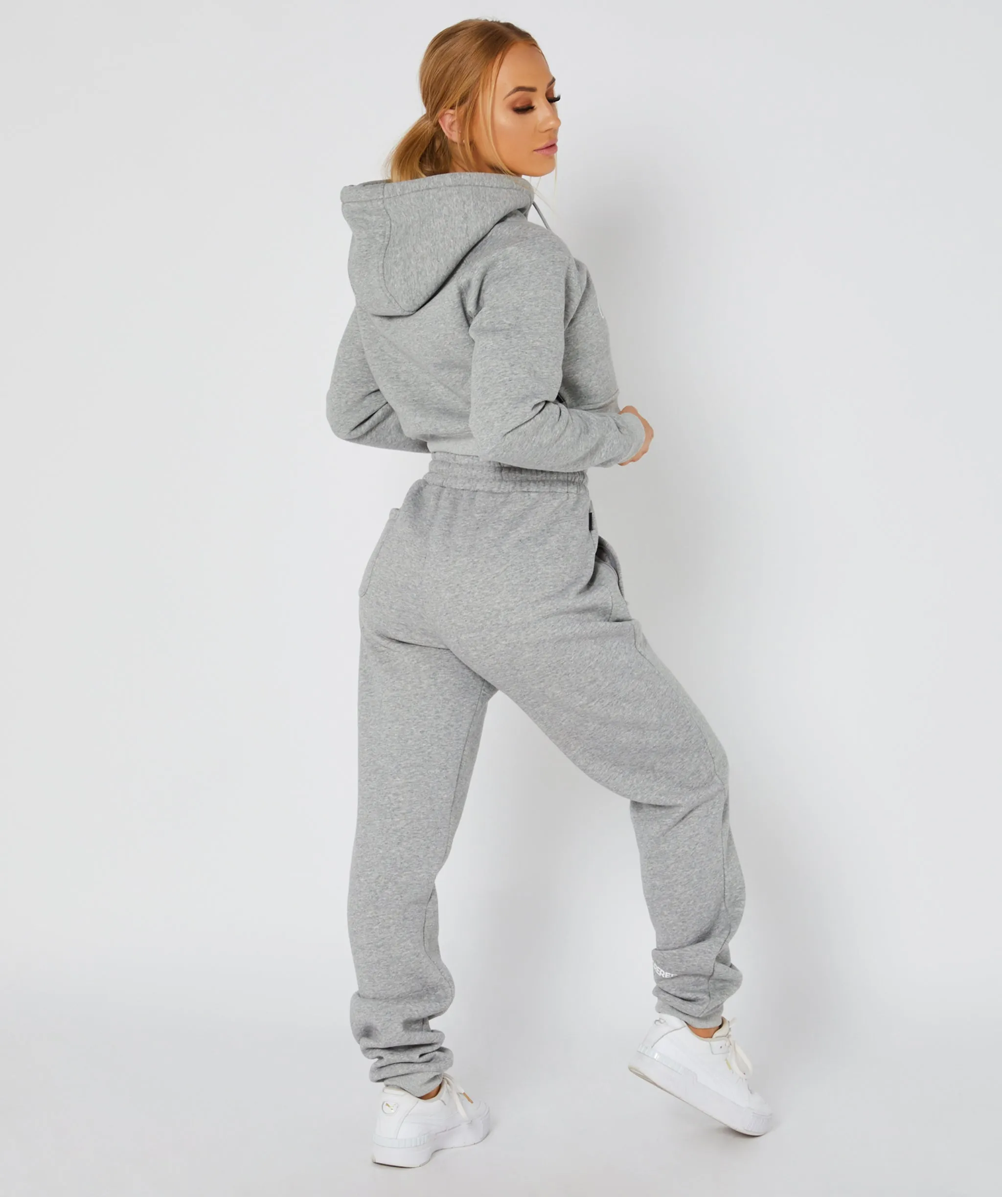 Crop Pullover Hoodie Grey