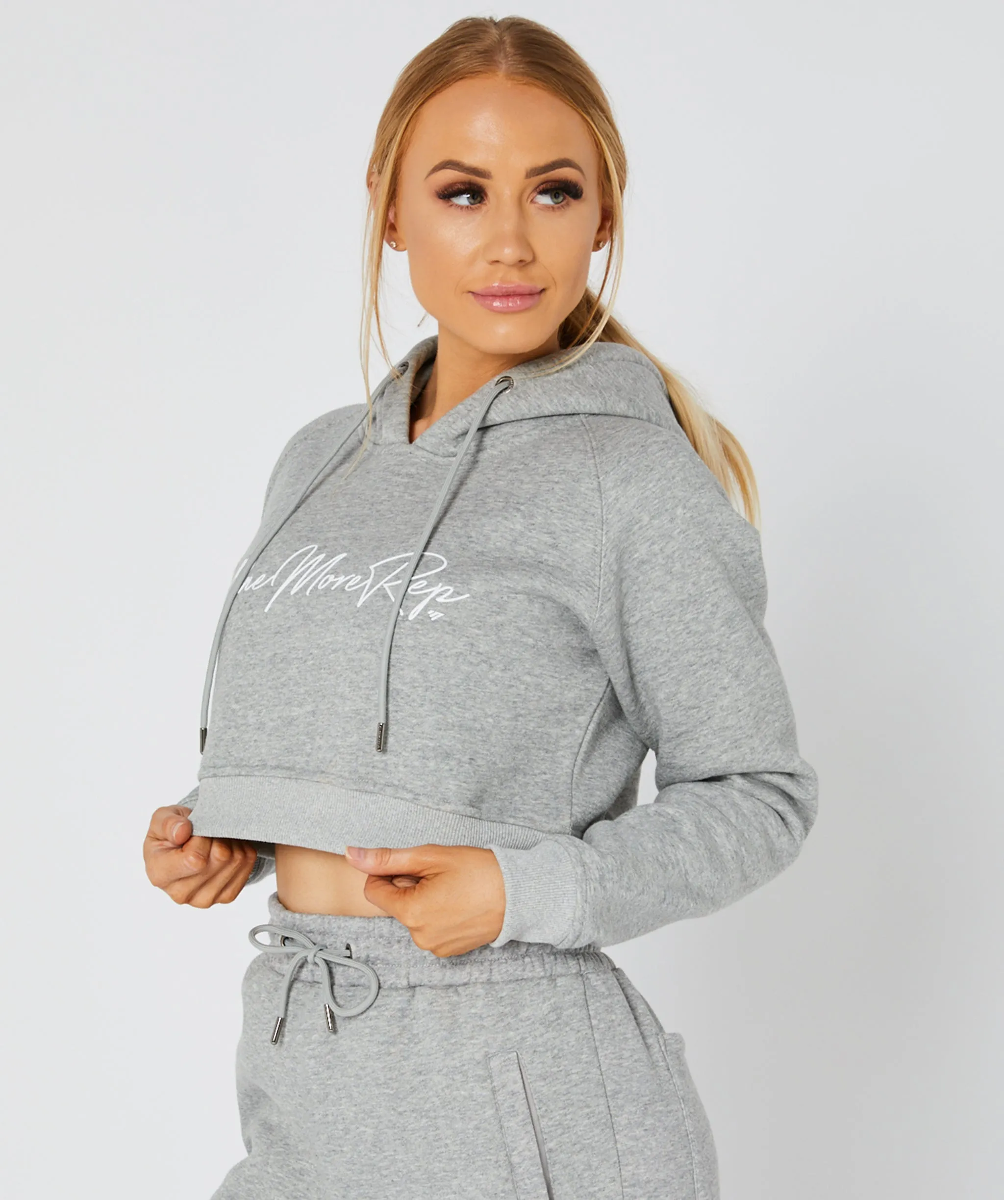 Crop Pullover Hoodie Grey