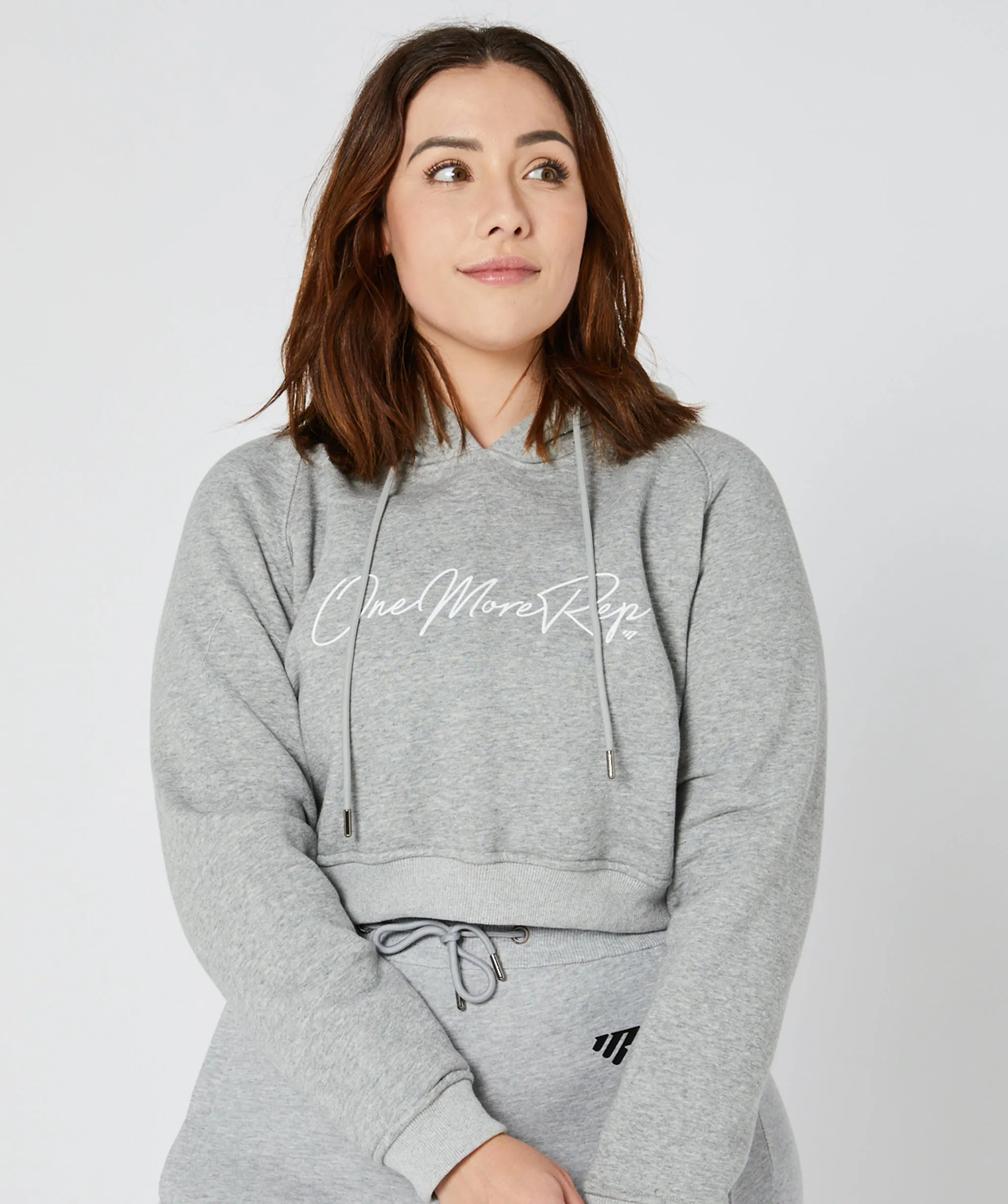 Crop Pullover Hoodie Grey
