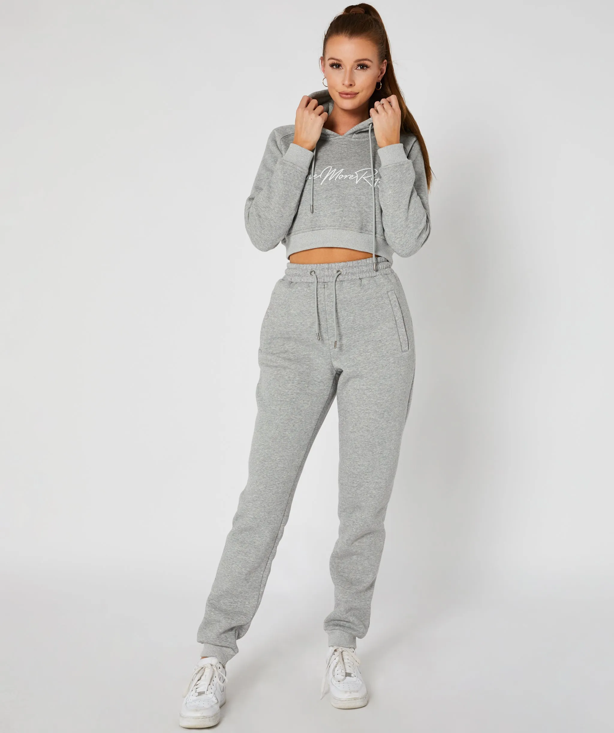 Crop Pullover Hoodie Grey