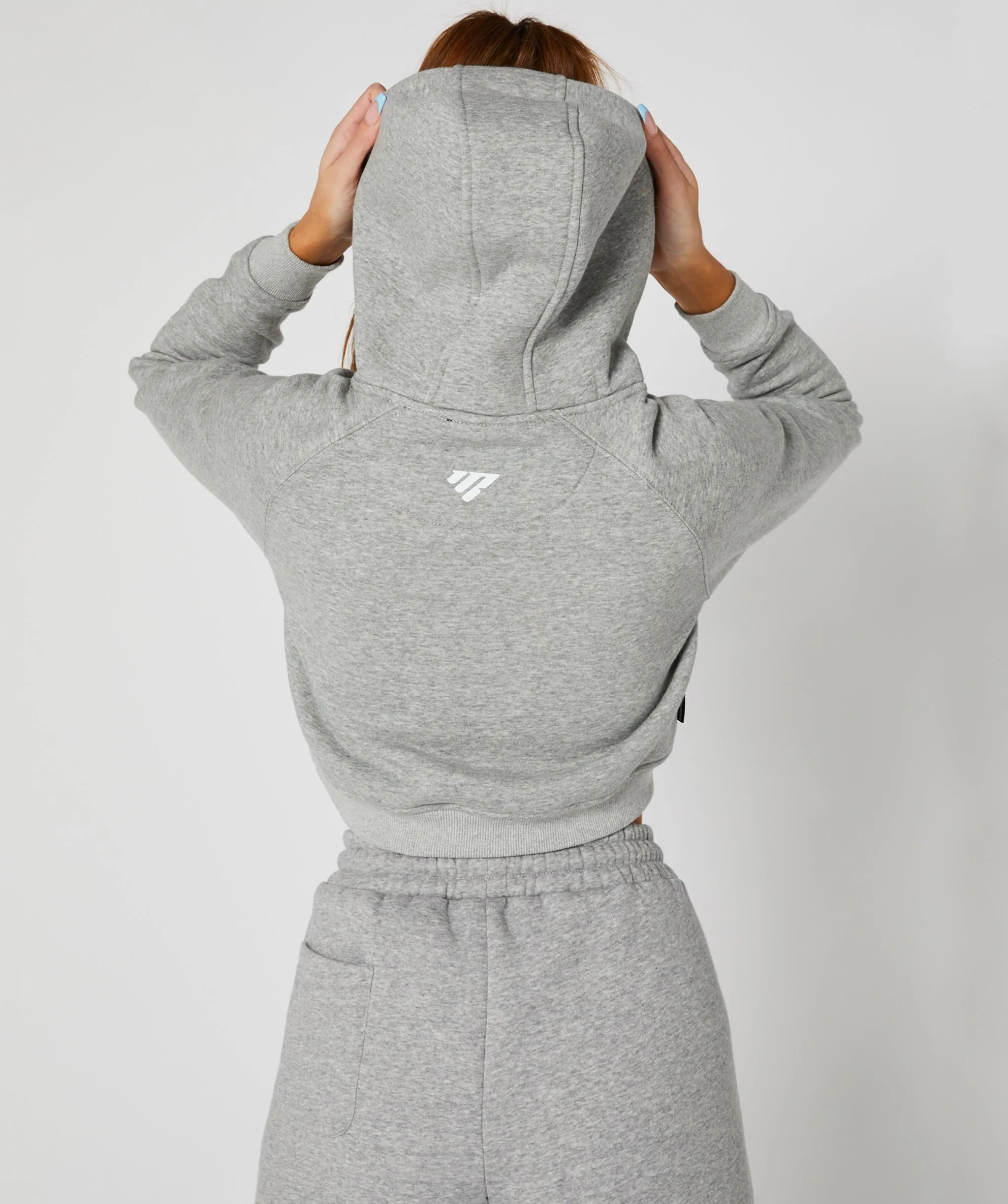 Crop Pullover Hoodie Grey
