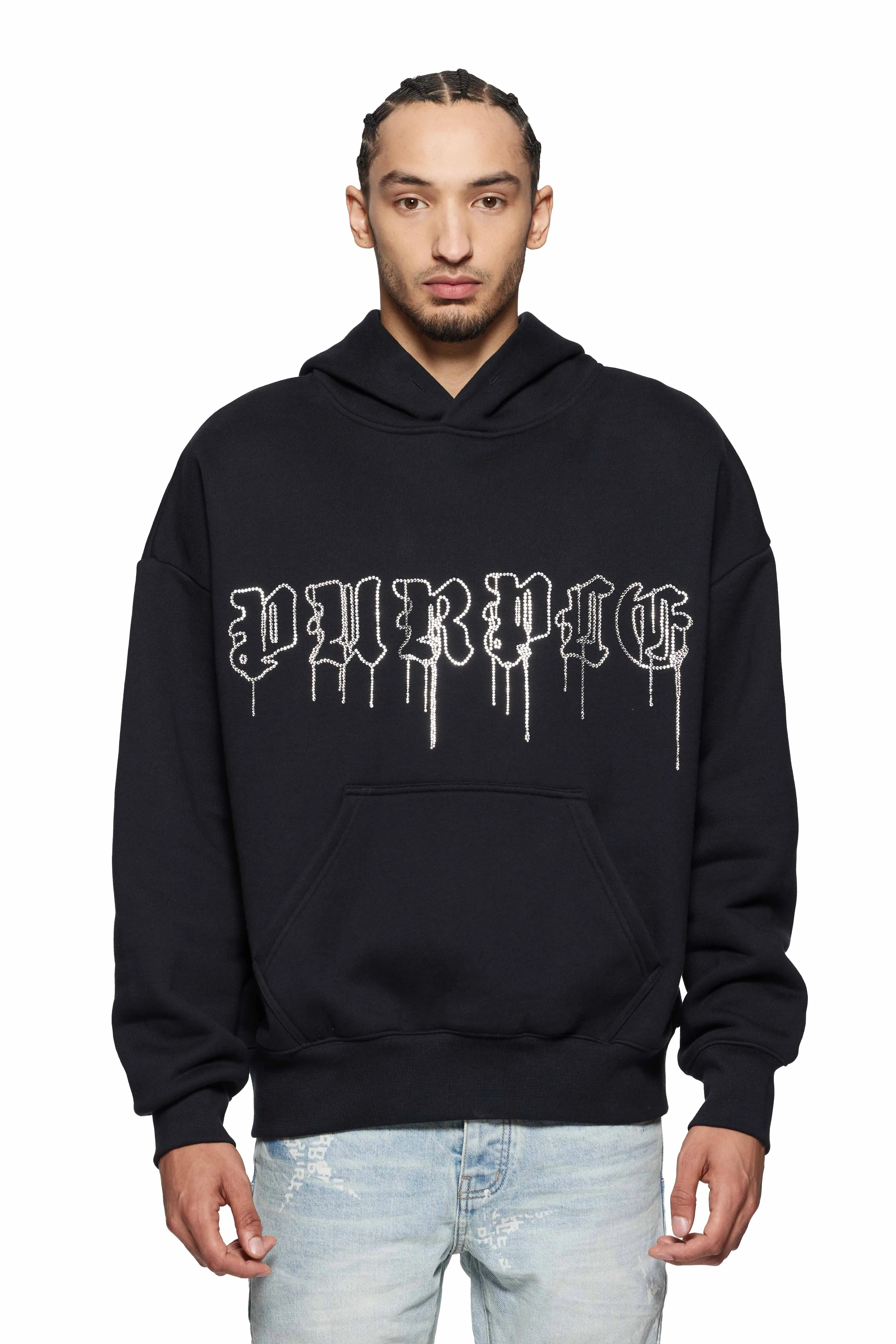 Crystal Gothic Drip Hoodie (Black) - P401-HBGD125