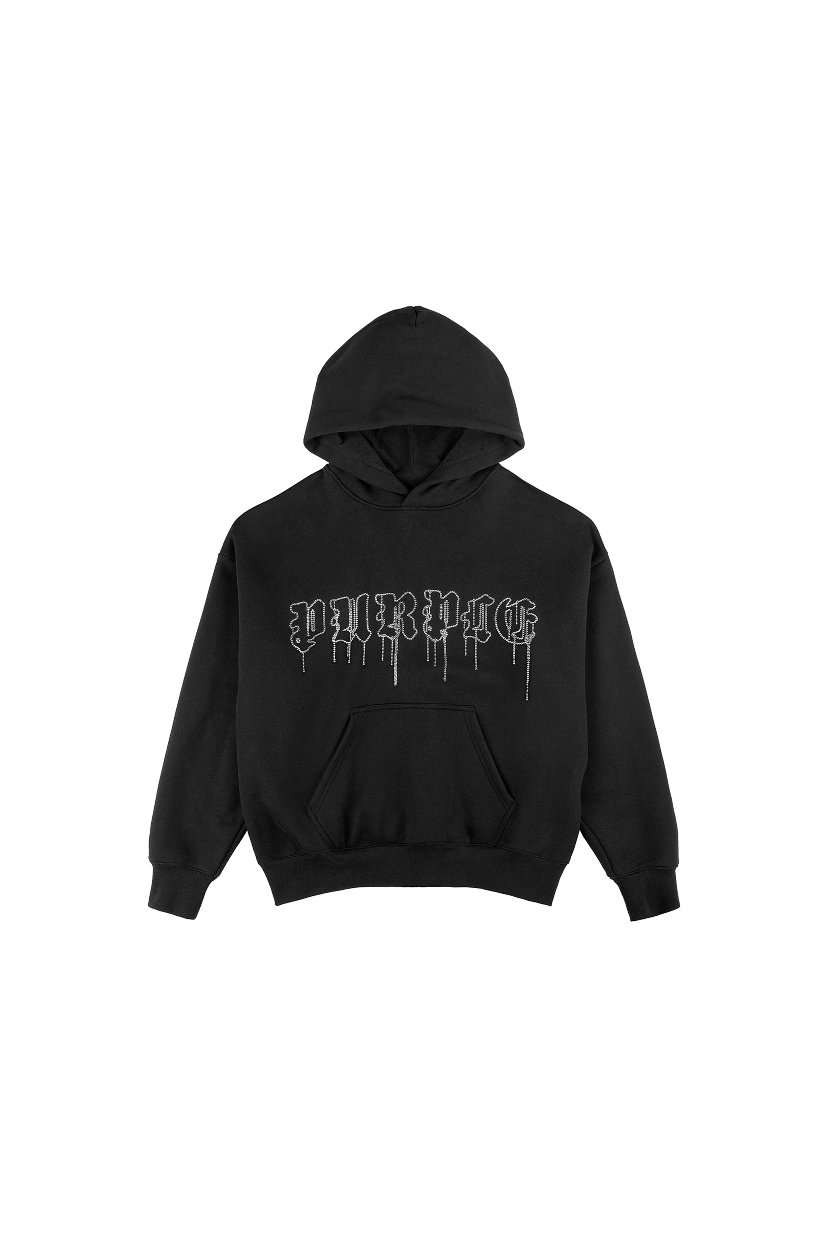 Crystal Gothic Drip Hoodie (Black) - P401-HBGD125