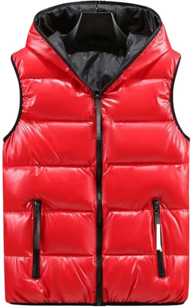 FindThy Womens Reversible Puffer Down Vest Classic Zip Up Padded Hooded Sleeveless Jacket Tops