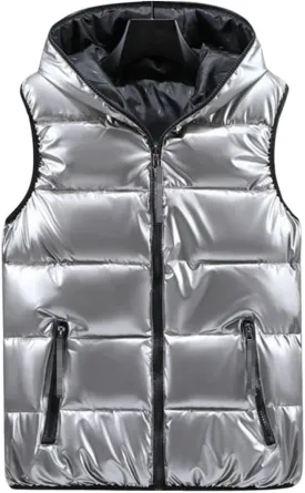 FindThy Womens Reversible Puffer Down Vest Classic Zip Up Padded Hooded Sleeveless Jacket Tops