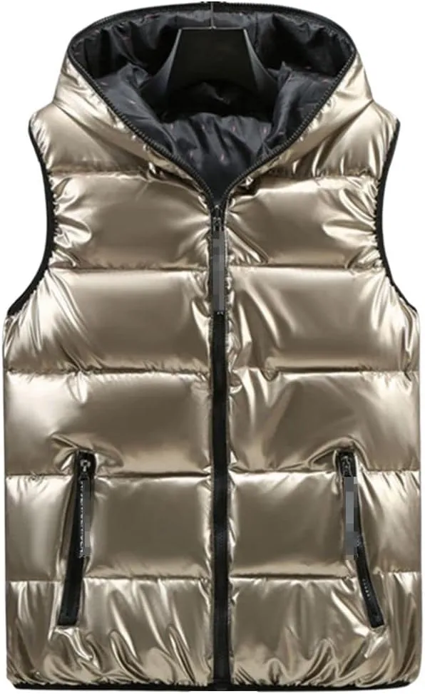FindThy Womens Reversible Puffer Down Vest Classic Zip Up Padded Hooded Sleeveless Jacket Tops