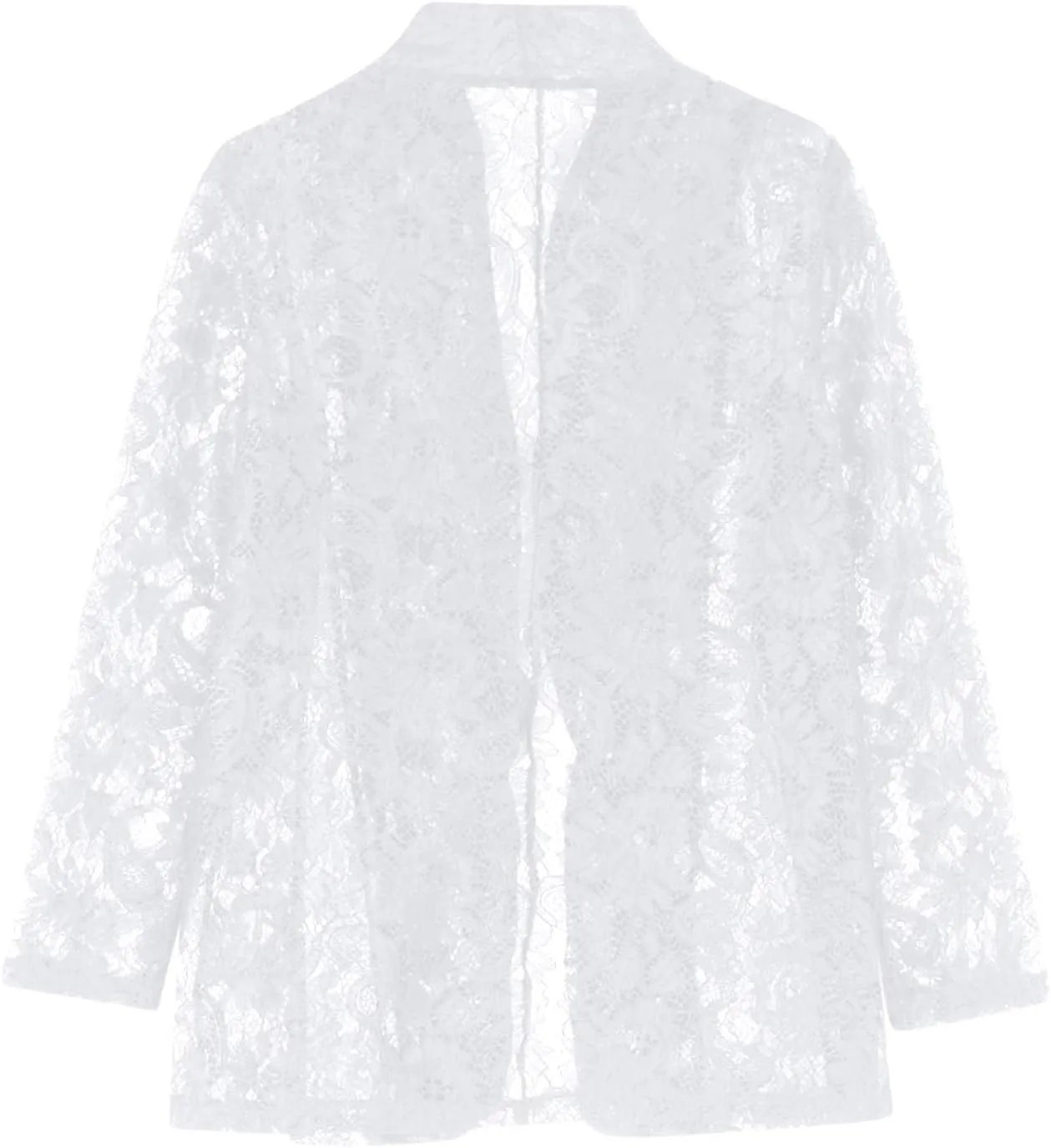 Firzero Black Blazer Jacket for Women Solid Color Sheer Lace Jacket Blazer Long Sleeve Open Front Button Casual Jacket