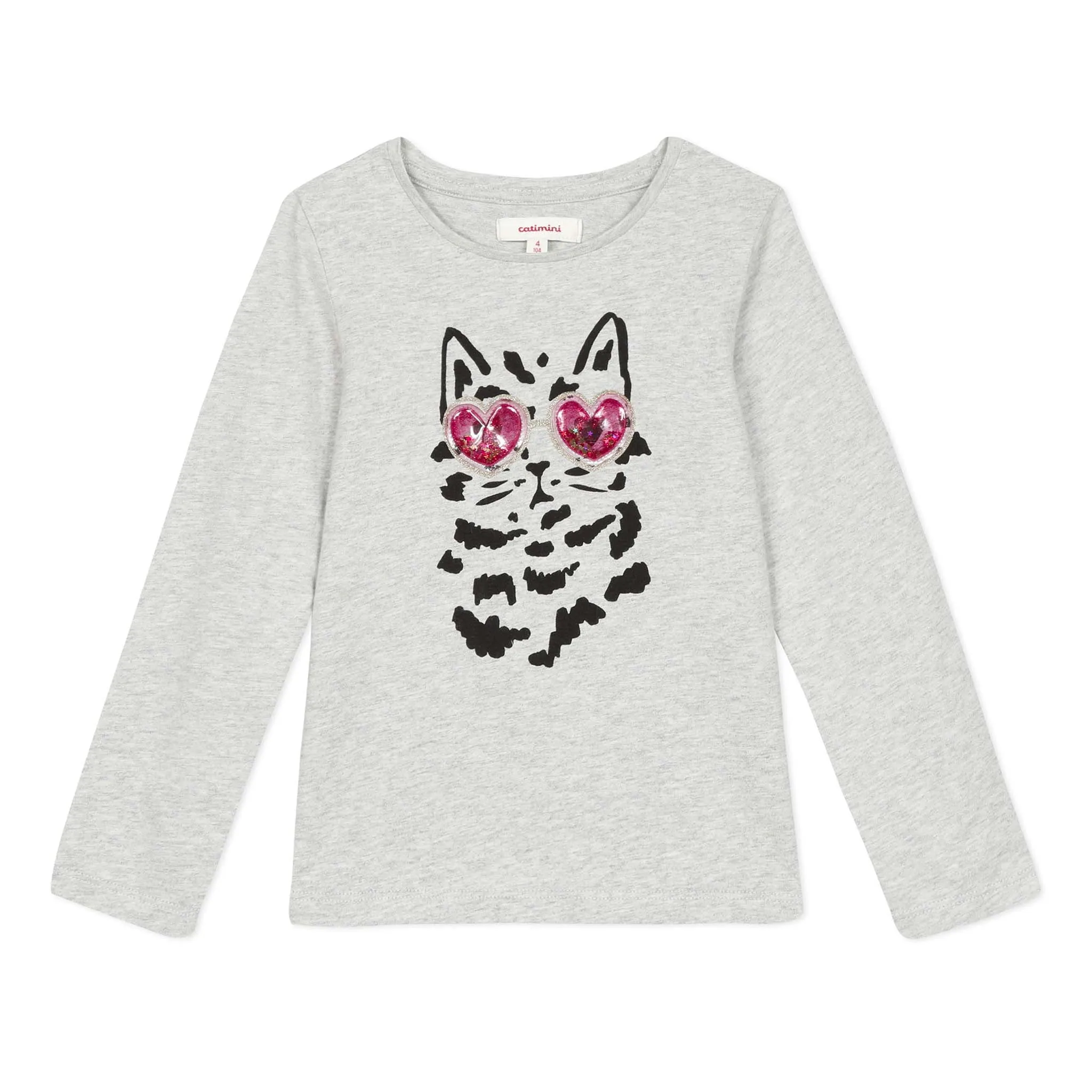 Fun gray T-shirt with cat design - FINAL SALE