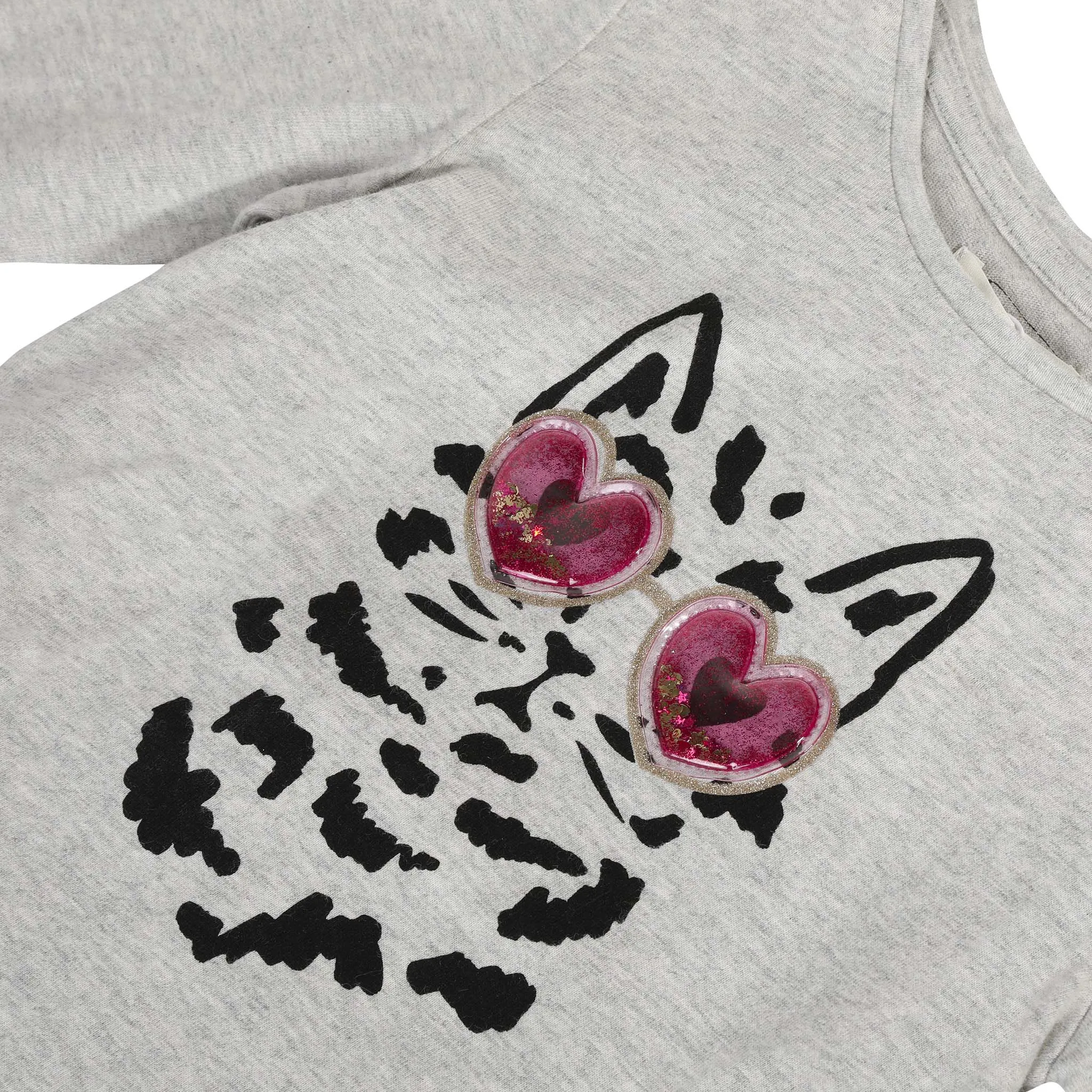 Fun gray T-shirt with cat design - FINAL SALE