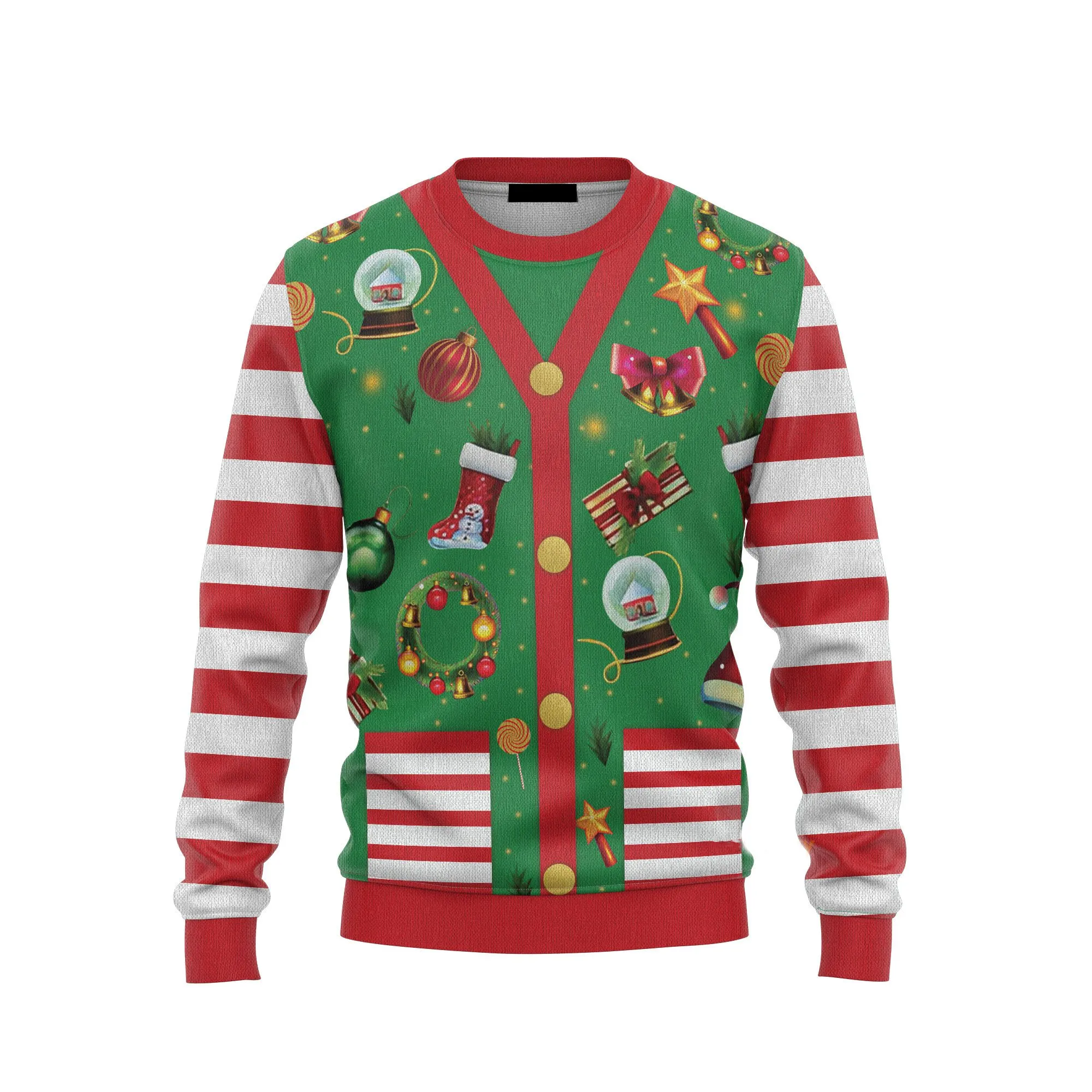 Funny Christmas Cardigan Style Ugly Christmas Sweater 3D Printed Best Gift For Men Women