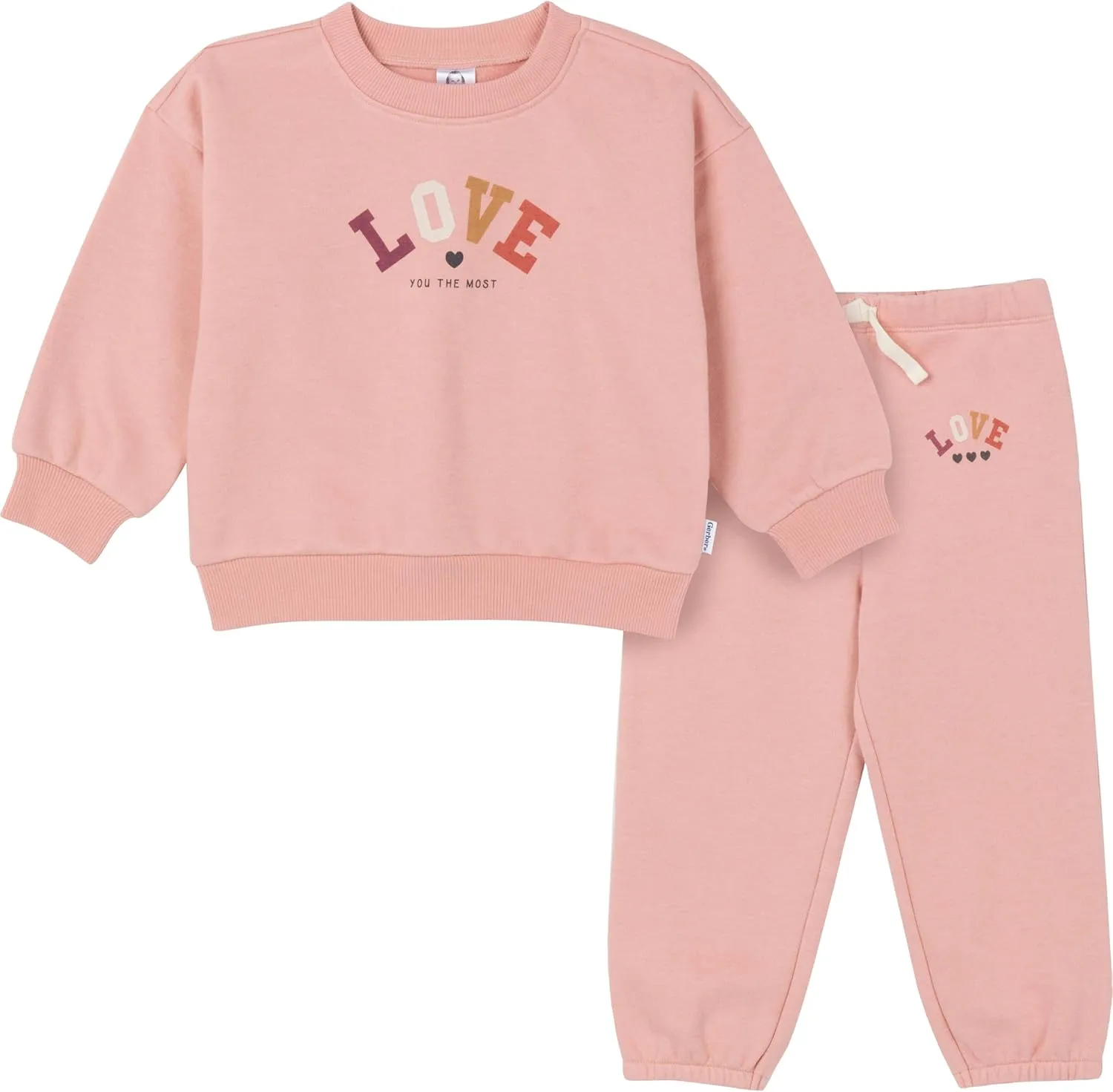 Gerber Baby Girls' Toddler 2-piece Fleece Sweatshirt and Jogger Set