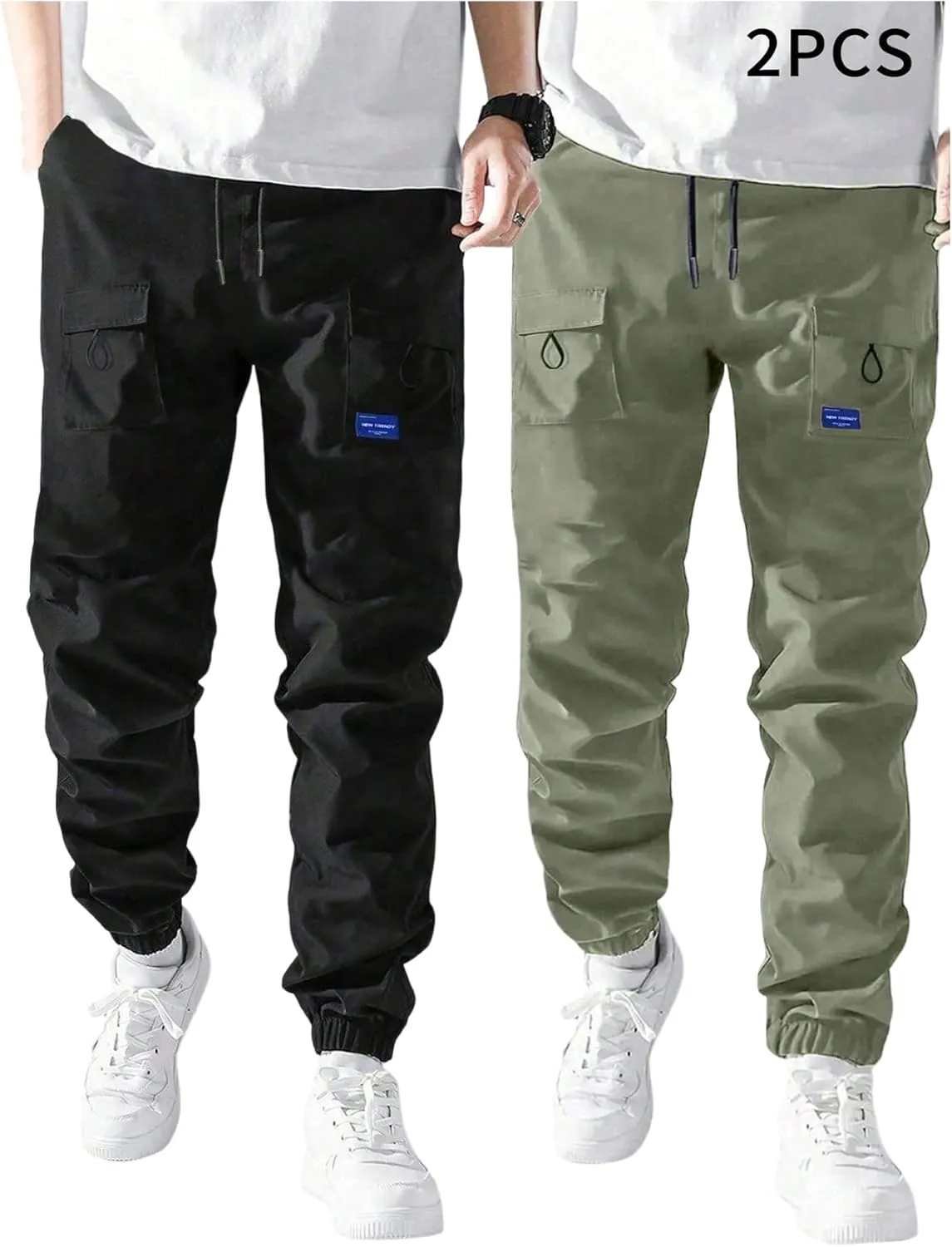 GORGLITTER Boy's Cargo Pants 2 Piece Elastic Waist Hiking Pants Joggers with Pockets