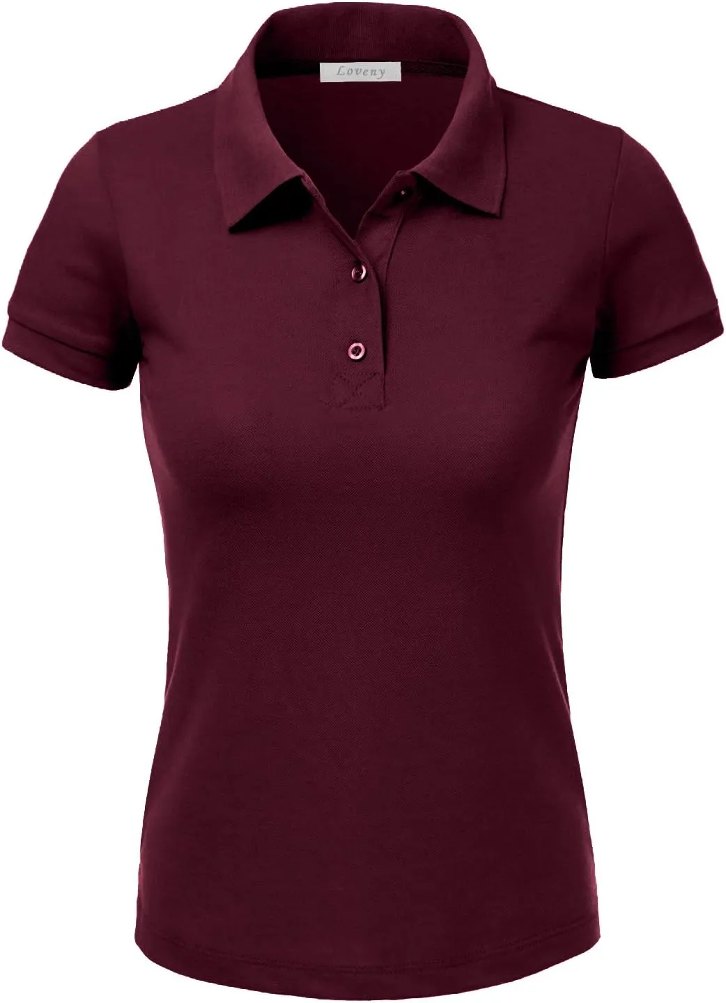 J. LOVNY Women's Slim Fit Long Waist Short Sleeve Plain Polo Tee Shirts