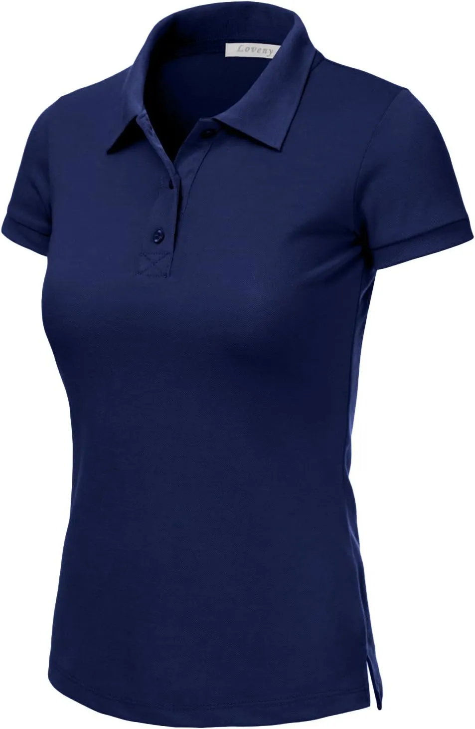 J. LOVNY Women's Slim Fit Long Waist Short Sleeve Plain Polo Tee Shirts