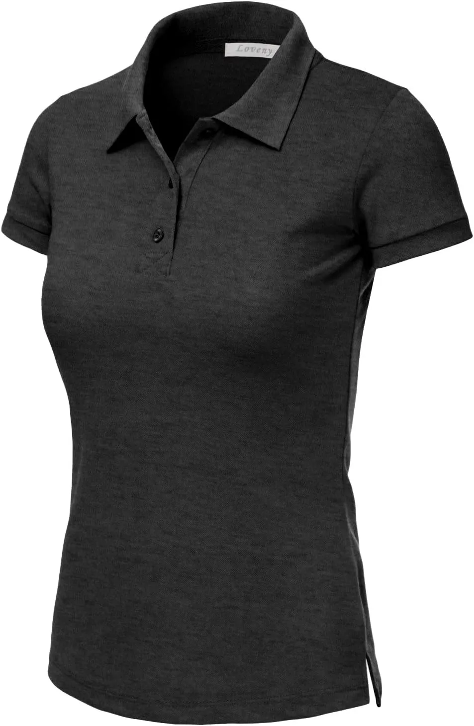 J. LOVNY Women's Slim Fit Long Waist Short Sleeve Plain Polo Tee Shirts