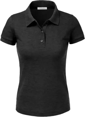 J. LOVNY Women's Slim Fit Long Waist Short Sleeve Plain Polo Tee Shirts