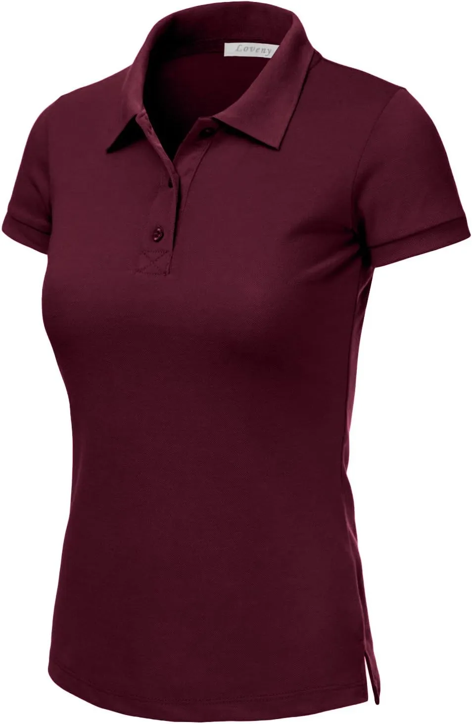 J. LOVNY Women's Slim Fit Long Waist Short Sleeve Plain Polo Tee Shirts