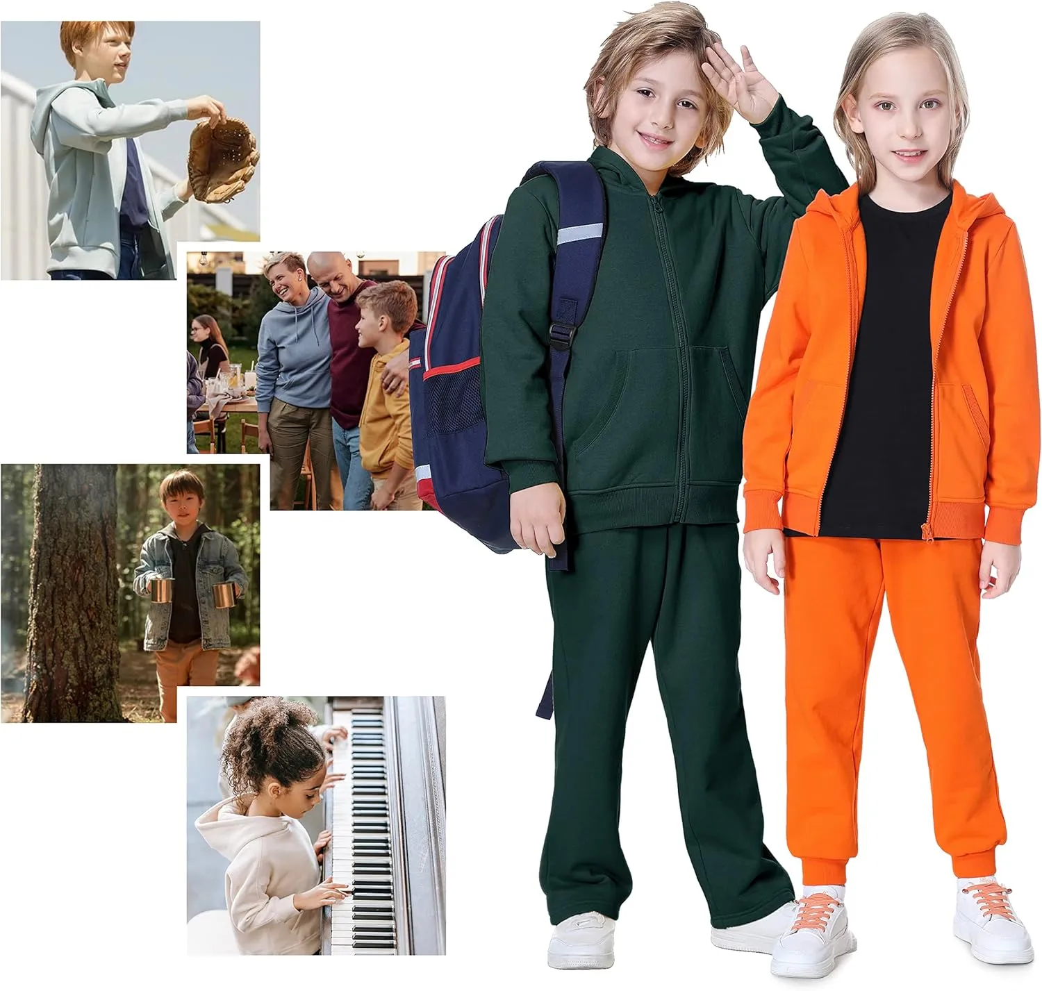 Kid Nation Kids Soft Brushed Fleece Zip-Up Hooded Sweatshirt Hoodie for Boys or Girls 4-12 Years