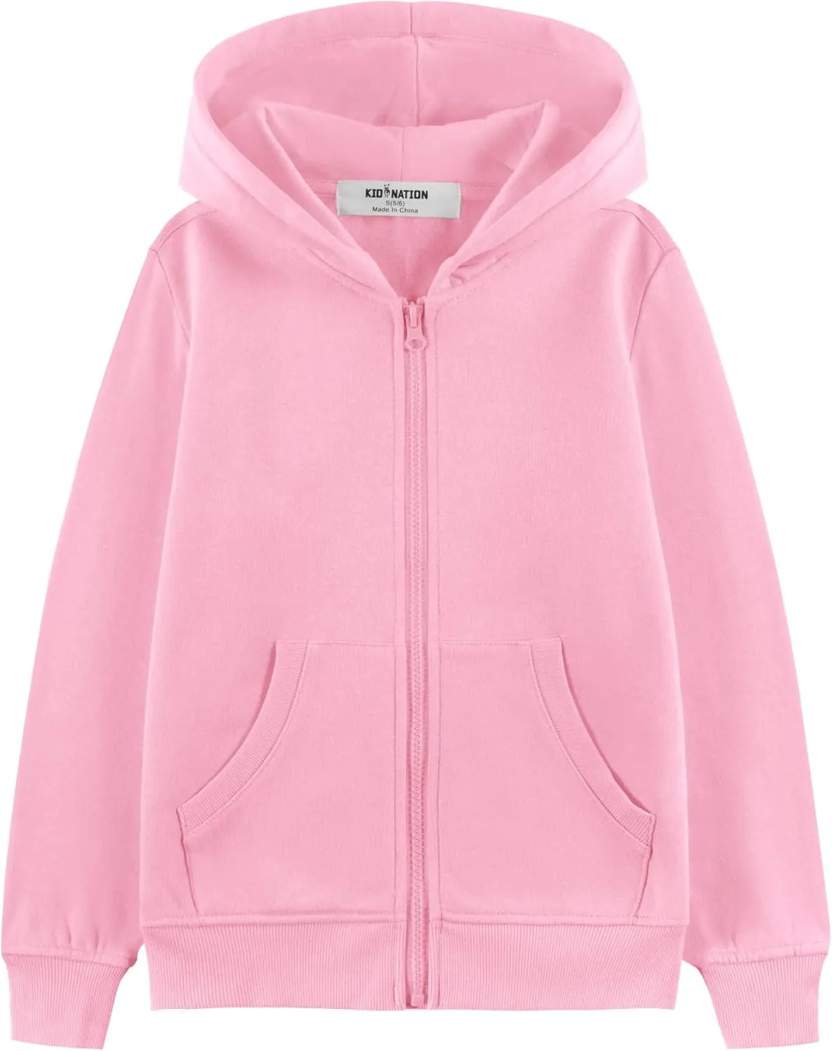 Kid Nation Kids Soft Brushed Fleece Zip-Up Hooded Sweatshirt Hoodie for Boys or Girls 4-12 Years