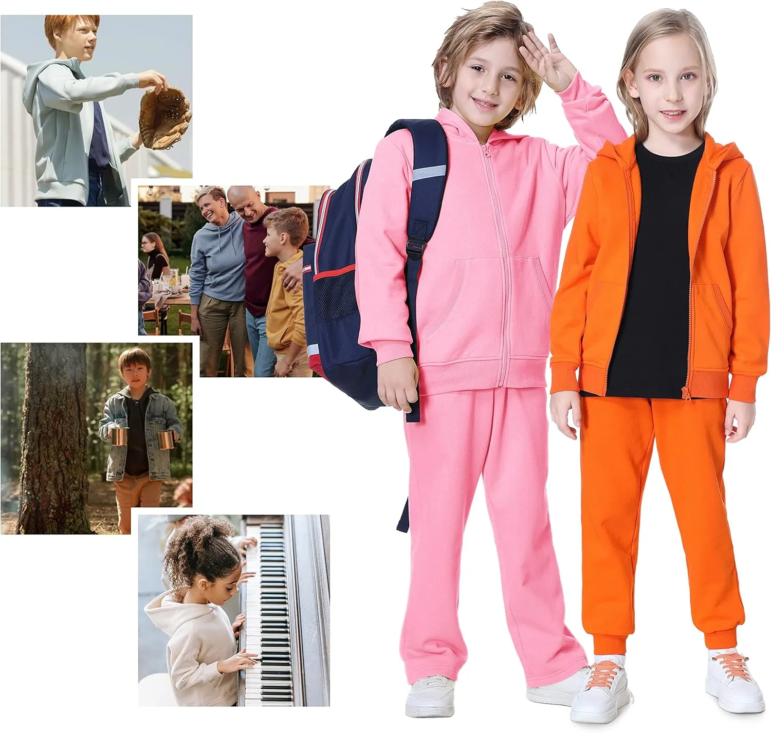 Kid Nation Kids Soft Brushed Fleece Zip-Up Hooded Sweatshirt Hoodie for Boys or Girls 4-12 Years